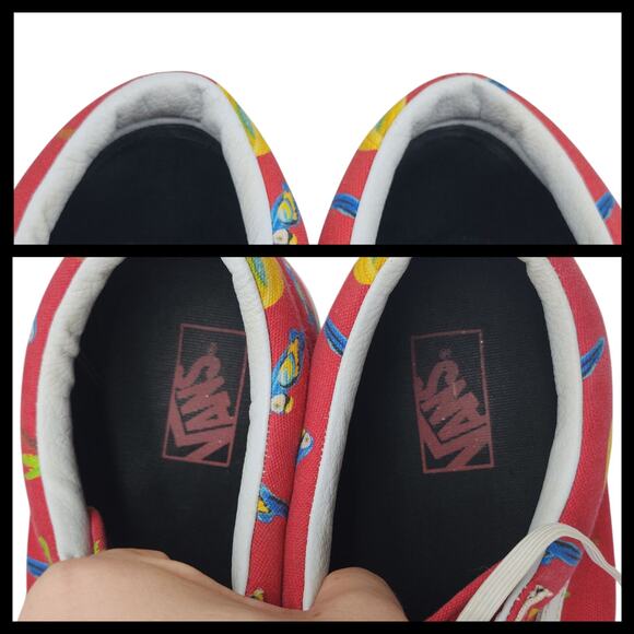 Vans Shoes Mens 12 Red Parrot Tropical Hawaiian Low Tops Old Skool Preppy - Picture 11 of 13